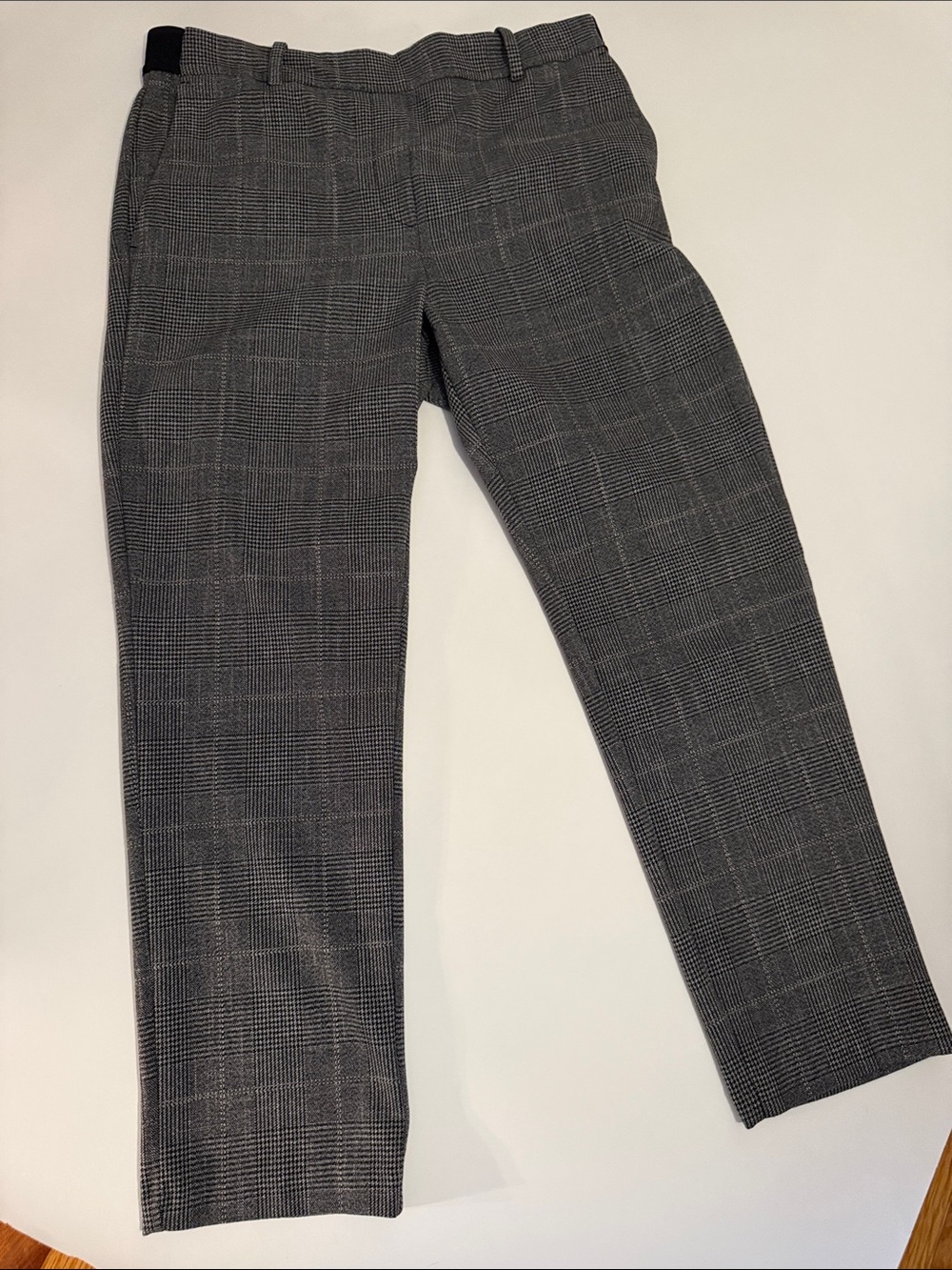 H&M Black and Gray Plaid Cropped Dress Pants